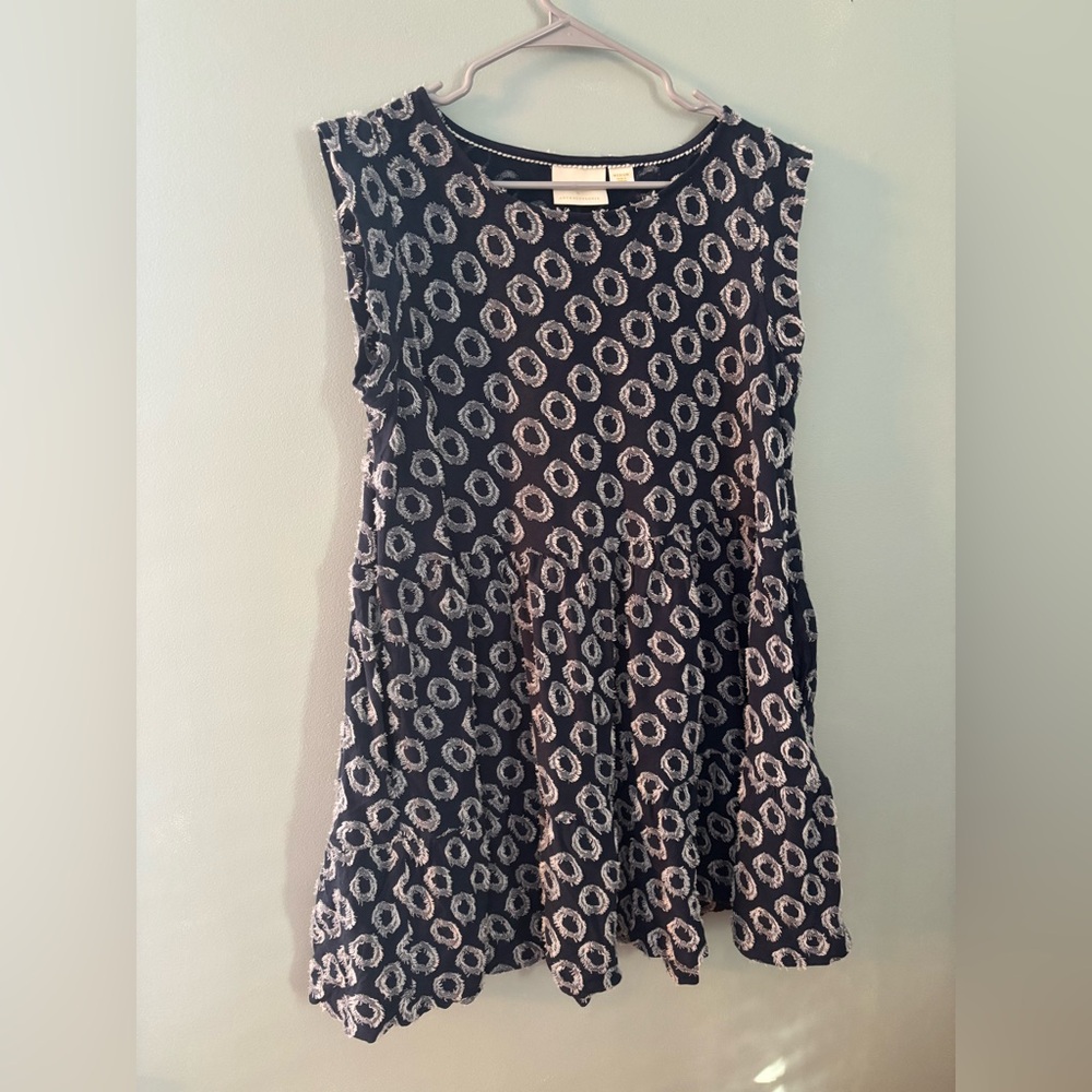 Anthropologie Blue and Cream Shift Dress